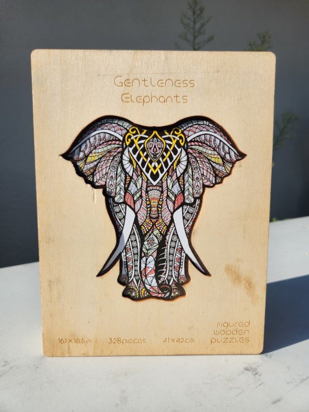 Wooden Puzzle Wood Jigsaw Puzzle Elephant Gentleness Elephants 328 Pieces laser